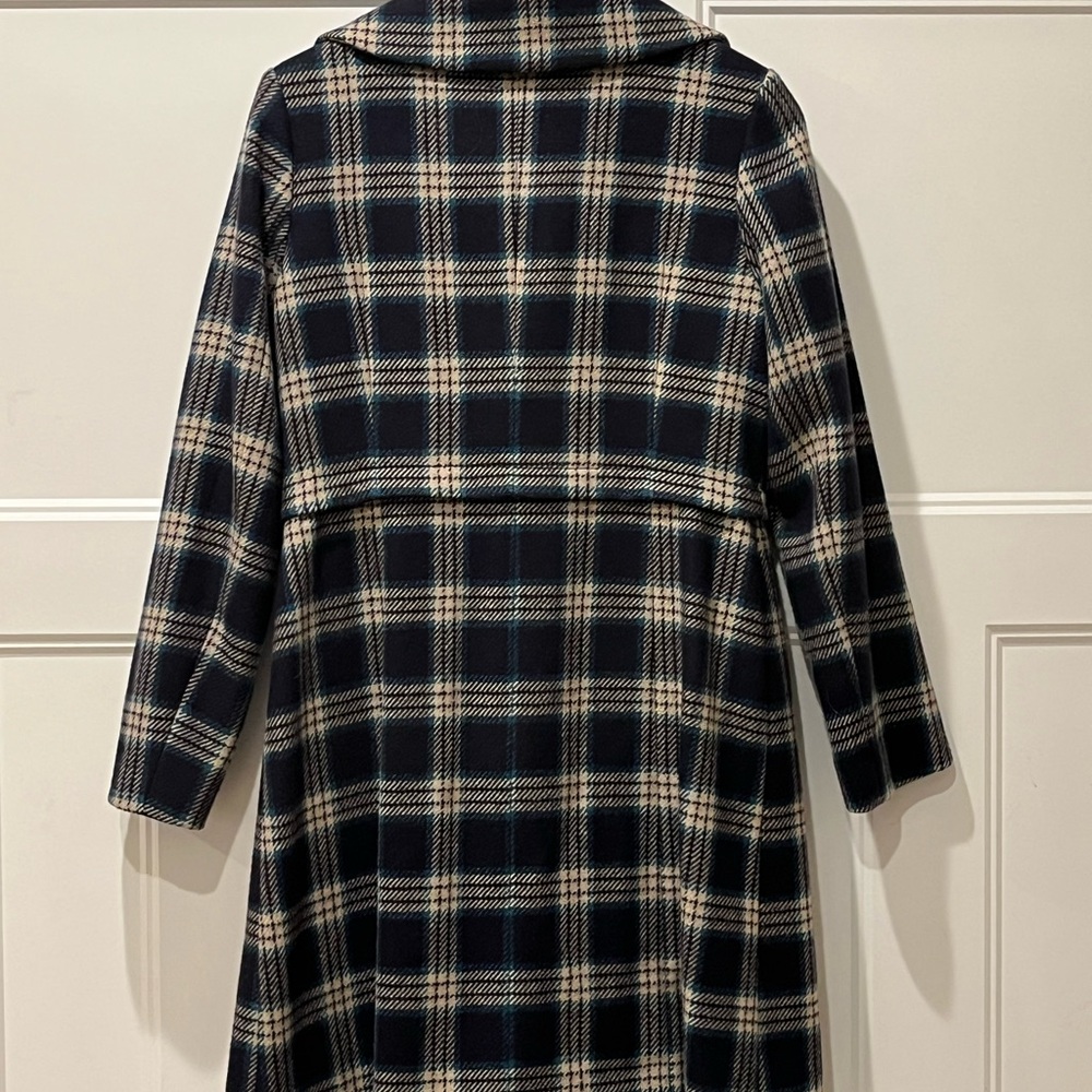 Artis Navy and Cream Plaid Pea Coat - Picture 2 of 5